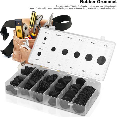 Kit de 170 joints toriques noirs étanches pour câbles électriques, avec boîte en plastique. (1/5)