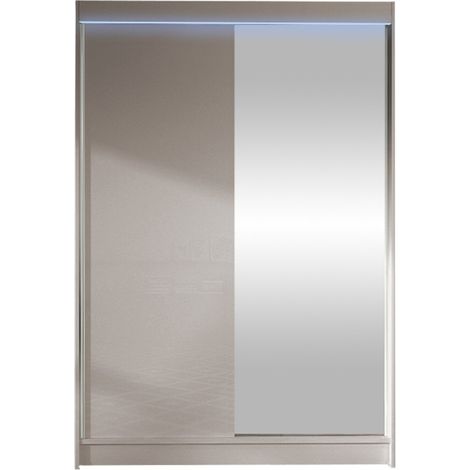 Armario Closico Salvor I, Cachemira, 200x120x58cm, Puertas de armario: Correderas, Número de estantes: 5, LED