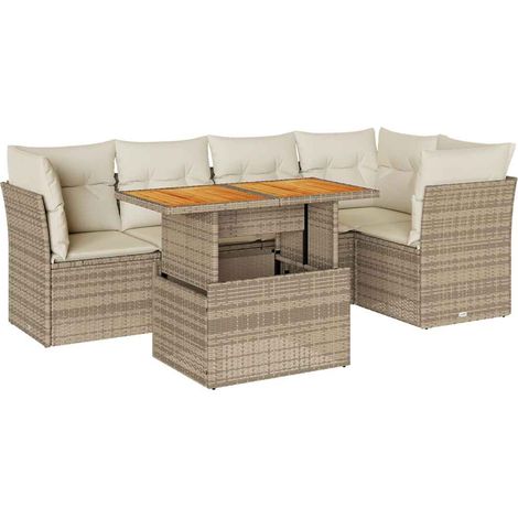 Maison Exclusive - Set Divano da Giardino 6 pz con Cuscini Beige in Polyrattan (1/5)