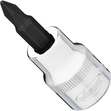 VIGOR Embout tournevis 3/8" à carré creux 10 mm, profil cruciforme PH1, 49 mm (1/4)