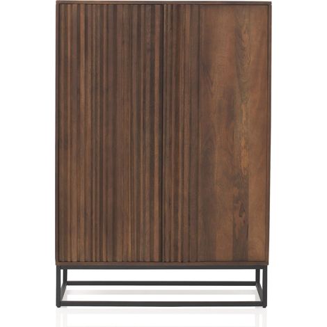 Aparador Alto 2 Pts Laminadas Madera Maciza De Mango, Base Metal (1/4)