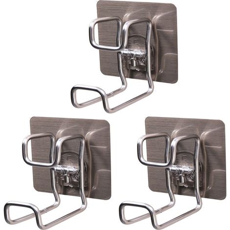 Lot de 3 crochets de lavabo en acier inoxydable, adhésifs muraux, support de rangement pour cuisine et salle de bain (1/5)