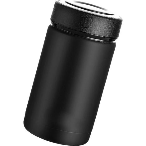 Gourde isotherme en acier inoxydable 380 ml, cadeau étudiant, mug de voyage à isolation sous vide pour sports de plein air et camping, noir (1/5)