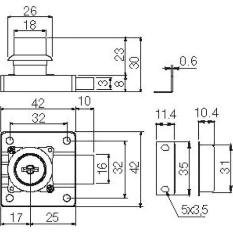 Kit de serrure de meuble monopoint 138 - clés plates - 42 x 42 mm - SYNBIOZ