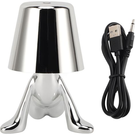 LED Table Lamp Touch Control Desk Light 3 Modes USB Rechargeable Night Light Ornament for Bedroom Living Room Office Silver E Type (1/5)
