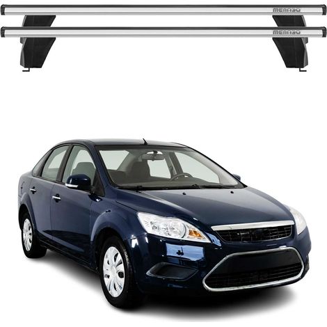OMAC Dachträger Querträger Alu für Ford Focus II 2005-2010 – Abschließbar – T-Nut – City-Crash-getestet – Max. 75 kg Silber (1/5)