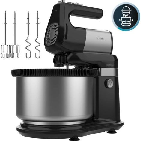 Cecotec Batidora de Varillas PowerTwist 500 Steel Double Spin. 500W, Bol Acero Inoxidable Giratorio 4L, 5 Velocidades y Turbo (1/5)