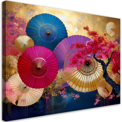Tableau déco Eventails japonais colorés 100x70 (1/5)