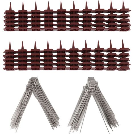 Bird Spikes 15 Feet Stainless Steel Pigeon Deterrent Spikes for Fence Roof Mailbox Window SK430 (2+2) (1/5)