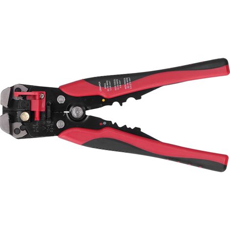 Pince à sertir, dénuder et couper les fils 3 en 1, ergonomique, pour bornes de 0,2 à 6 mm², poignée rouge