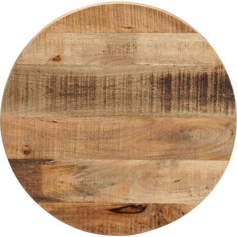 Tischplatte Ø 50x2,5 cm Rund Raues Massives Mangoholz