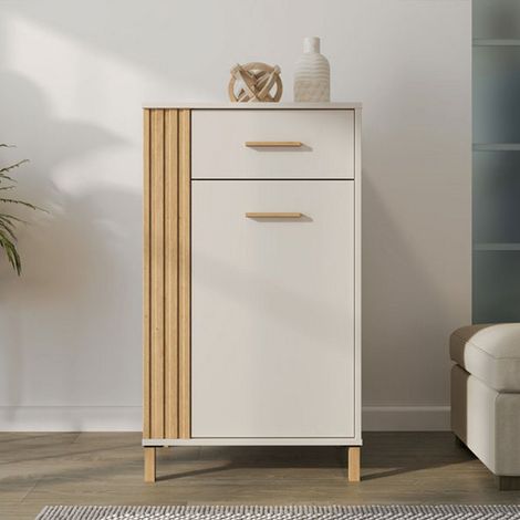 Mueble de Entrada Carducci, un Cajón, 2 Estantes, una Puerta, 60x40x103h cm Blanco Crema (1/5)