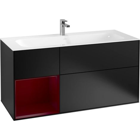 V&B Waschtischunterschrank Wandbeleuchtung Finion 119,6x59,1cm, Reg li Peo, bla m lacquer (1/2)