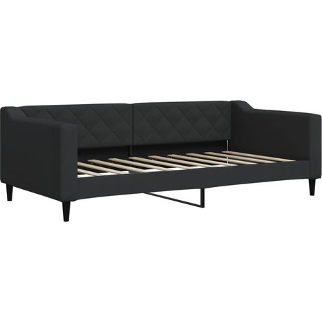 Lit simple  Lit adulte  Lit de repos sans matelas noir 90x190 cm tissu