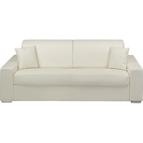 Divano letto 4 posti a ribalta in similpelle Bianco - Larghezza Materasso 160 cm - Spessore 18 cm - EMIR (1/2)