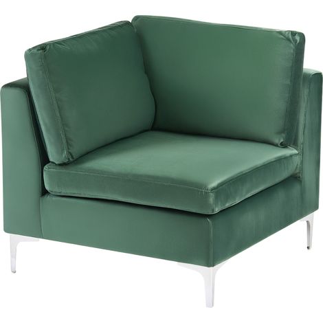 Módulo esquinero de terciopelo verde rinconera patas metal glamour Evja