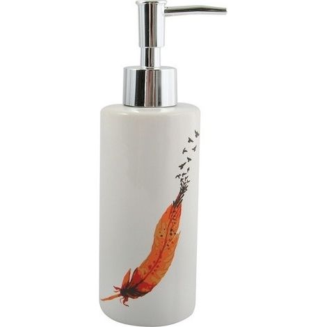 Distributeur de savon céramique INDIA Blanc & Orange MSV (1/2)