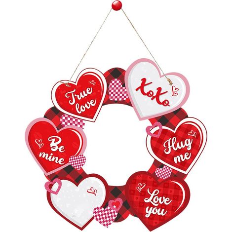 Panneau Porte Saint-Valentin - Panneau En Bois Rond Avec Cœur Et Camion - Décoration Murale Pour Porte Jardin Salle De Séjour Cuisine - 1 Pièce 25 X 24 Cm (1/5)