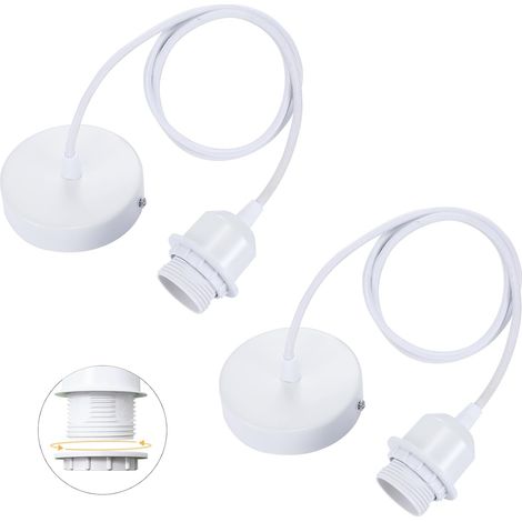 Lot de 2 suspensions E27 avec bague vissable, câble textile réglable 100cm, suspension compatible avec abat-jour, douille idéale pour suspension de cuisine