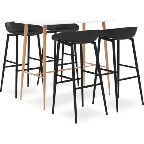 Mesa alta y taburetes de bar 5 piezas blanco y negro vidaXL (1/5)