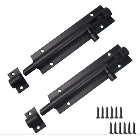 Serrure à boulon de porte à la mode noir 2 pièces,88x25mm,serrure coulissante à boulon en acier inoxydable (1/4)