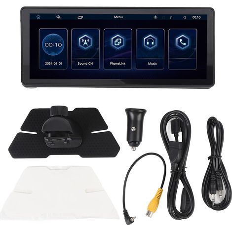 Écran, écran Tactile FHD 10,26 Pouces, Caméra de Tableau de Bord 1080P, Lecteur Multimédia de Voiture avec BT/Mirror Link/GPS/FM, pour sans Fil, pour Android Auto (1/5)