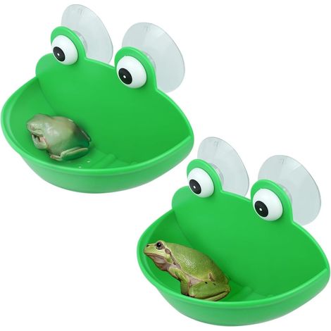 Décor Aquarium Grenouille - Support Adhésif avec Ventouse - Pour Habitat Aquatique ou Amphibien - 2 Pièces (1/5)