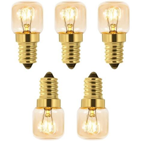 NALOOKAMIC Lot de 5 Ampoule à Sel 15W E14 T22, Incandescence Blanc Chaud 2700K, 80LM, AC 230V, Ampoule Four 15w 300°, Pour Four, Frigo, Lampe de Sel, Fours Grill (1/5)