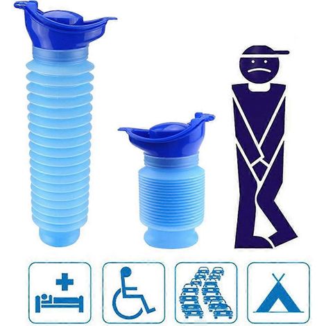 Urinoir portable d'urgence lavable de 750 ml pour homme et femme, rétractable, idéal pour les voyages, les camping-cars et les toilettes portables personnelles. (1/5)