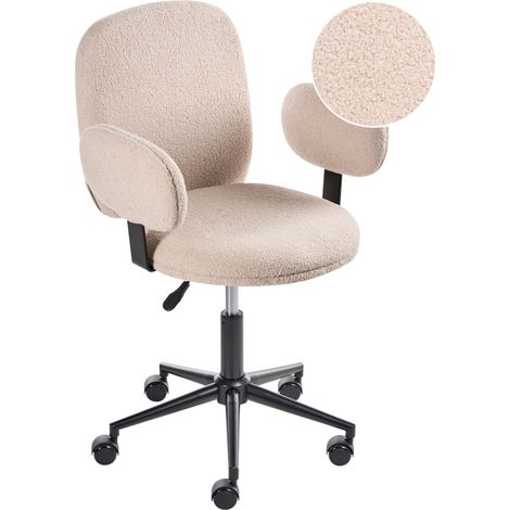 Silla de oficina moderna sillón de altura regulable de bouclé beige Moraga