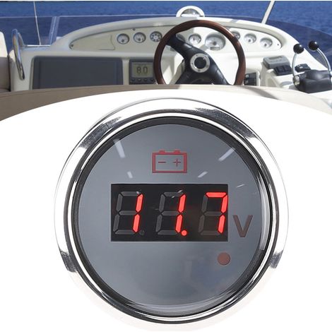 2-Zoll-Batteriespannungsanzeige mit LED-Digitalanzeige, IP67 wasserdicht, intelligenter Alarm, universell für Boote, AutoWhite (1/5)