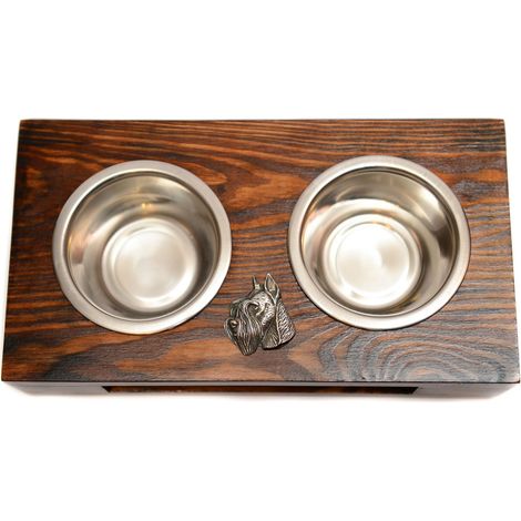 Schnauzer, Schnauzer I - supporto in legno con ciotole per cani, ciotole in acciaio per cani, regalo per l'adozione di un cane di Art-Dog (1/5)
