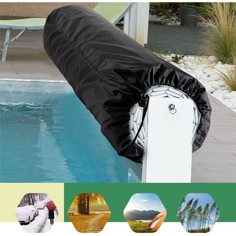 Housse de protection imperméable 190T pour piscine hors-sol – Bâche roulante extérieure noire, dimensions 490 x 96 cm, résistante aux UV et à l’eau-lsw (1/5)