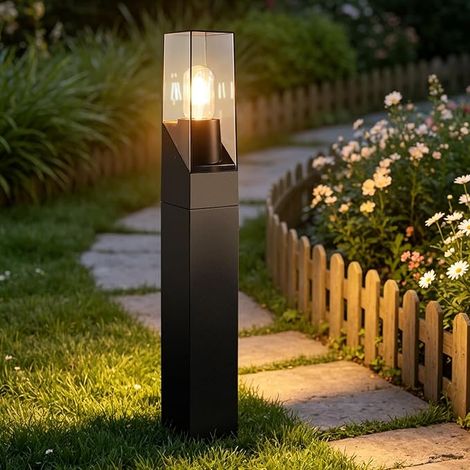 GBLY Außen Wegeleuchte LED Pollerleuchte Wegelampe E27 IP65 Wetterfest 60cm Schwarz Wegelicht Außenlampe Stehend Gartenbeleuchtung Gartenleuchte Outdoor für Garten Rasen Hof Weg MAX 40W