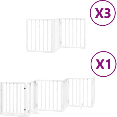 Puerta de seguridad para mascotas puerta plegable 15 paneles madera de álamo blanco 020023202 (1/5)