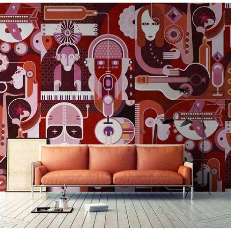 Papier peint panoramique design pour bureau Tapisserie panoramique rouge originale Papier peint panoramique idéal pour chambre (1/3)