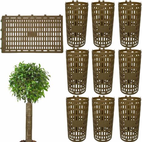 Lot de 10 Protecteurs De Tronc d'arbre de Plantes Réglables en Plastique D'écorce d'arbre Protecteur pour Semis,38 x 25 cm Brun (1/5)