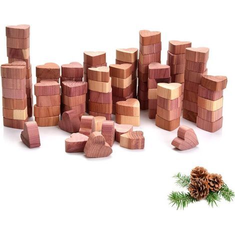 Lot de 100 anti mites bois de cèdre en bois de cèdre naturel sans produit chimique,non toxique cèdre aromatique protection des vêtements, pour les armoires, les tiroirs (1/4)