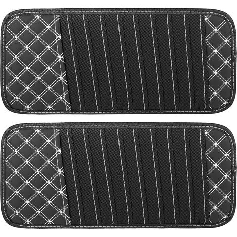 Juego de 2 estuches para parasol de coche con 10 bolsillos para DVD, color negro con raya blanca. (1/5)