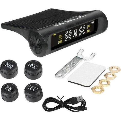 Système de surveillance de la pression des pneus (TPMS) solaire sans fil avec écran LCD numérique haute précision pour SUV et berlines (1/5)