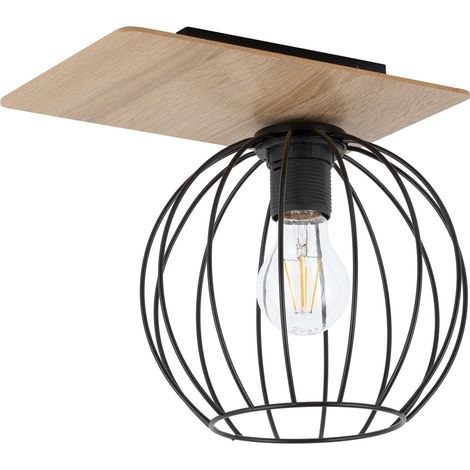 Plafonnier Sigma Cyber rect. bois clair cage noire E27 (1/3)