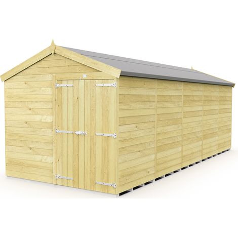 8 x 20 Feet Apex Shed - Double Door Without Windows - Wood - L592 x W231 x H217 cm