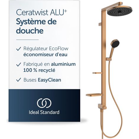 Colonne de douche, fabriquée à partir d'aluminium recyclé à 100%, douchette à économie d'eau avec différents types de jets – Bronze (338x501x1104 mm) (1/5)