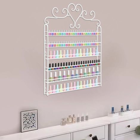 6 Schichten Wand-mounted Nagellack Display-Rack, Metall-Nagellack-Lagerhalter, Eisen-Großkapazität-Praktisches Regal, 60  5  74cm