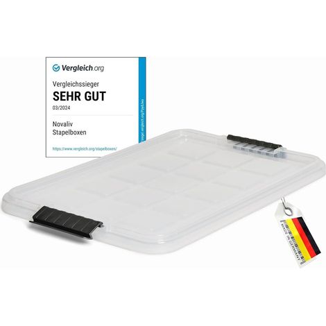 Novaliv 1x couvercle de rechange 15 litres avec fermeture à clip 41x29 cm transparent