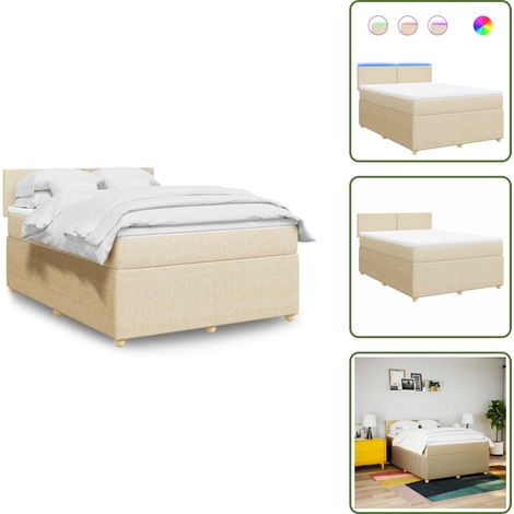 vidaXL Boxspringbett mit Matratze Creme 160x200 cm Stoff (1/5)