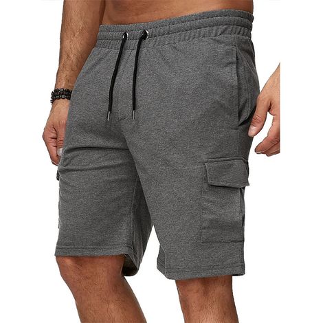 Short Homme Sport Fitness Shorts Multi-Poches Taille Genou Casual Pantalon Léger Séchage Rapide