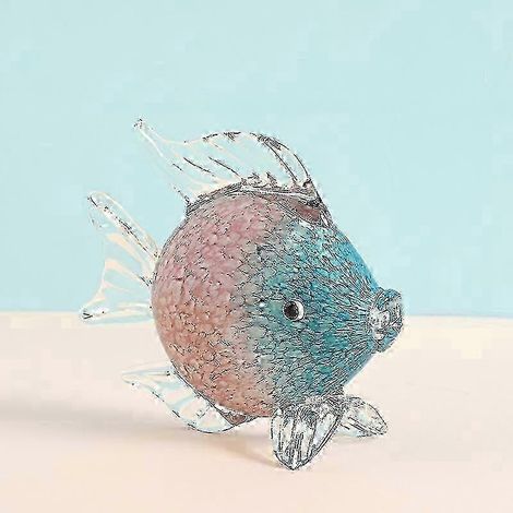 Grande sculpture de poisson en verre soufflé à la main : idéale comme décoration d'intérieur et presse-papiers de bureau à thème marin tropical 2025 (1/2)