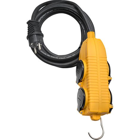 Alargador Powerblock BRENNENSTUHL IP44 10 m H07RN-F 3G1,5 4 tomas 2P+T 16A, gancho met谩lico, obturadores