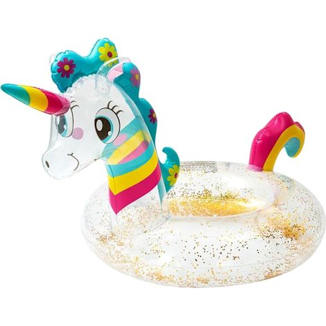 Bouée licorne gonflable à paillettes, bateau de piscine, jouet de fête d'été. (1/2)